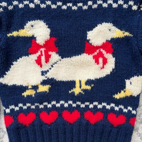Vintage Woolrich Wool Duck Sweater Small Hearts Double Sided Cottagecore - Picture 4 of 6
